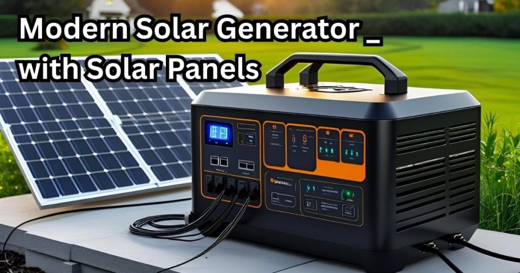 7 Best Solar Generators for Power Outages (2025): Reliable Home & Portable Backup Solutions 4 Modern solar generator with solar panels connected, powering a home during a power outage, a clean energy backup system