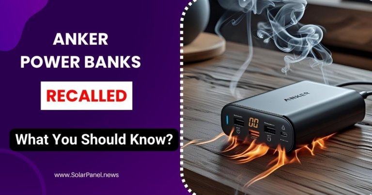 Photo of an Anker PowerCore 10000 (Model A1366) charger (Power Bank) overheating with smoke and a recall warning, highlighting the fire hazard risk for users