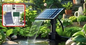 Solar Water Pump for Hydroponics: A Sustainable hydroponic farm powered by the solar water pump, showcasing green plants, solar panels, and efficient water circulation for eco-friendly agriculture.