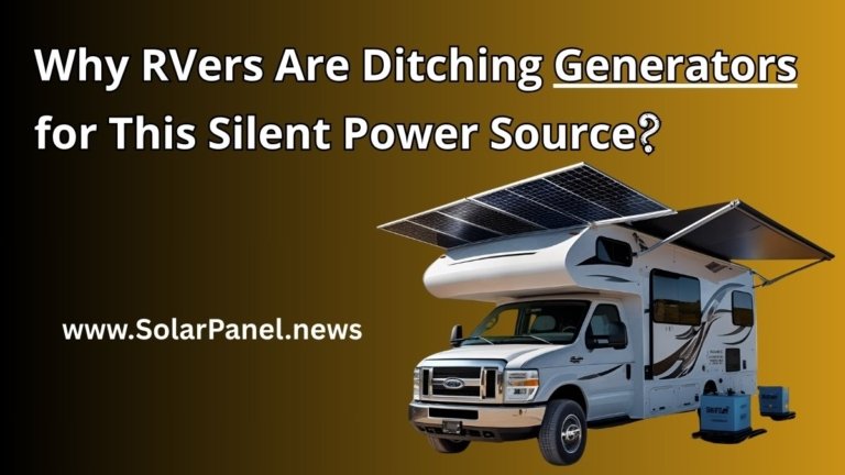 A modern RV equipped with an RV solar panel kit with a battery, demonstrating the freedom of solar power