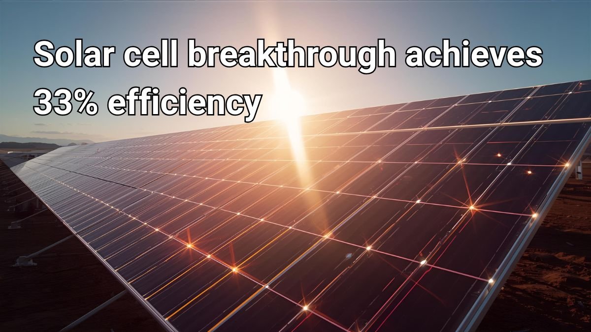 Perovskite silicon tandem solar panels achieving 33% efficiency breakthrough, symbolizing next generation clean energy innovation